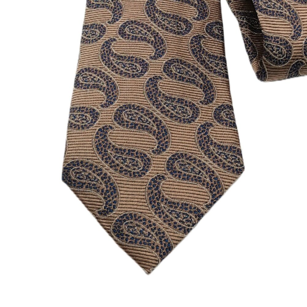 Private Stock Silk Tie Men’s XL 64.5” Antique Gold Black Paisley Vintage Classic